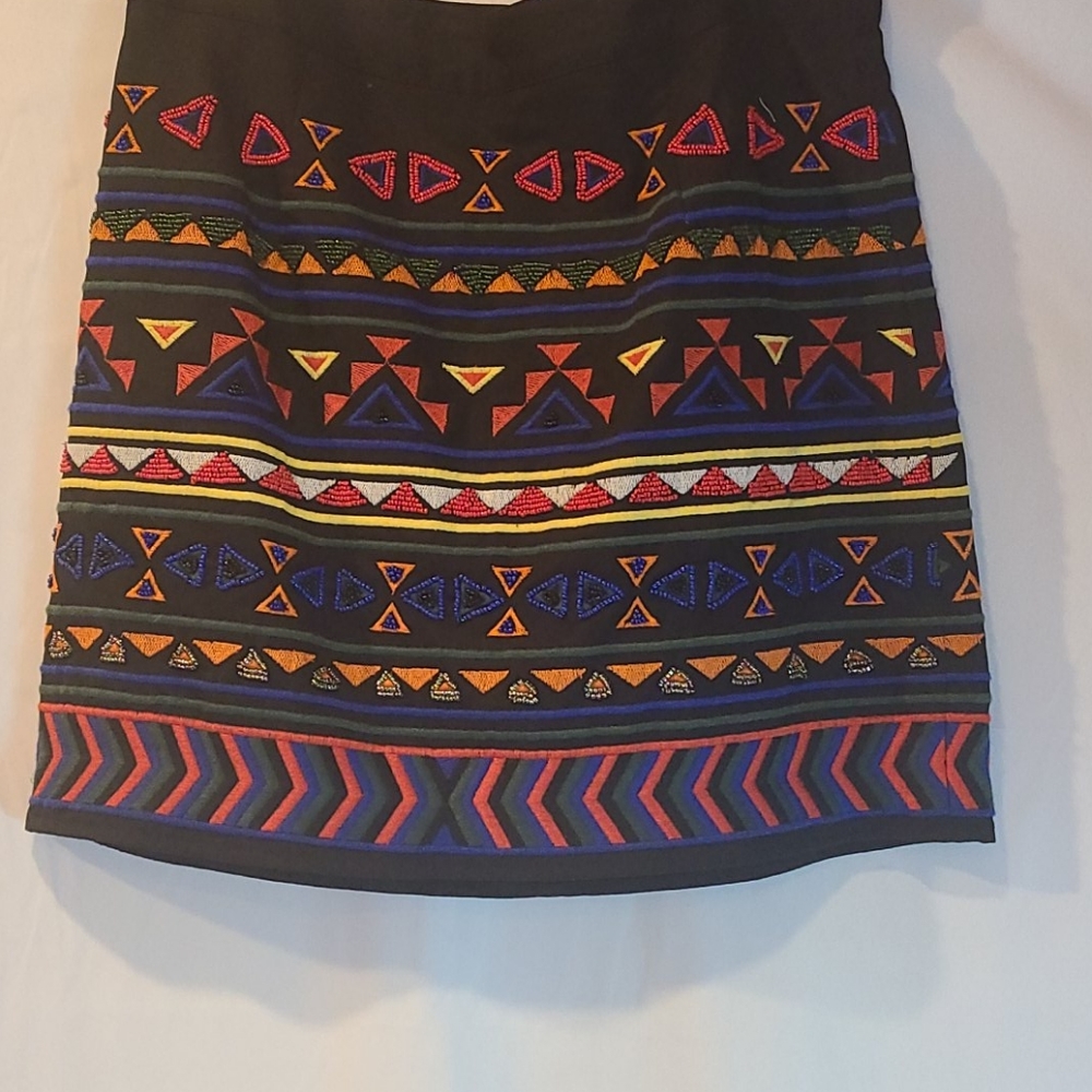 SAM EDELMAN Beaded Geo Print Miniskirt sz 8